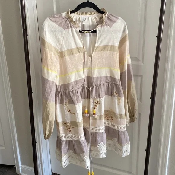 Hemant Nandita Mana Tassel Metallic Stripe Embroidered Eyelet